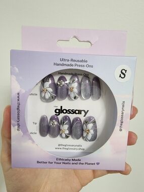 The Glossary Purple Floral Handmade Press-On Nails
